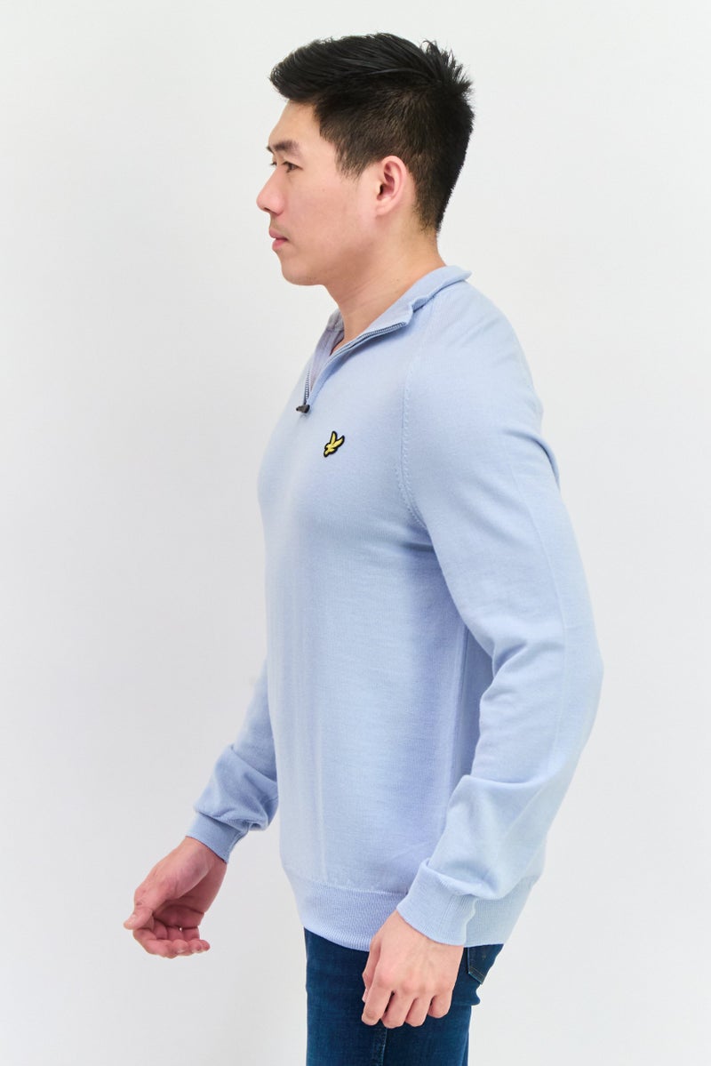 Lyle & Scott Men High Neck Long Sleeve Brand Logo Sweatshirt, Light Blue - Image 2