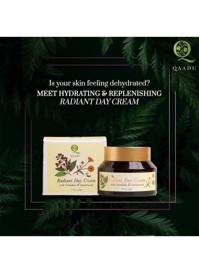QAADU Radiant Day Cream | For Nourished, Healthy, Hydrated & Youthful Skin I Ideal For All Skin Types I Lightweight, With Calendula & Sandalwood Extracts | 50 Gm |  - Image 1