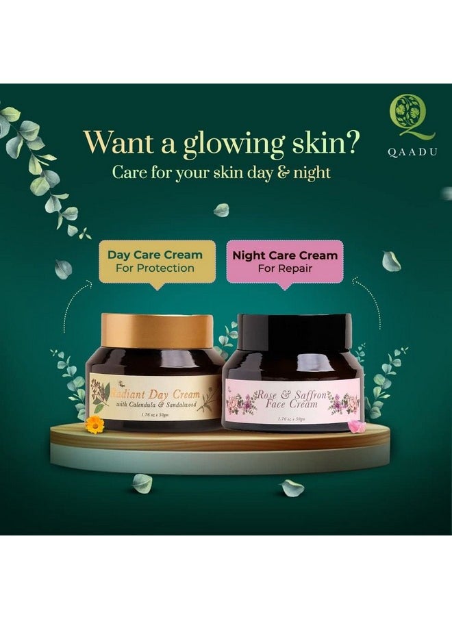 QAADU Radiant Day Cream | For Nourished, Healthy, Hydrated & Youthful Skin I Ideal For All Skin Types I Lightweight, With Calendula & Sandalwood Extracts | 50 Gm |  - Image 4