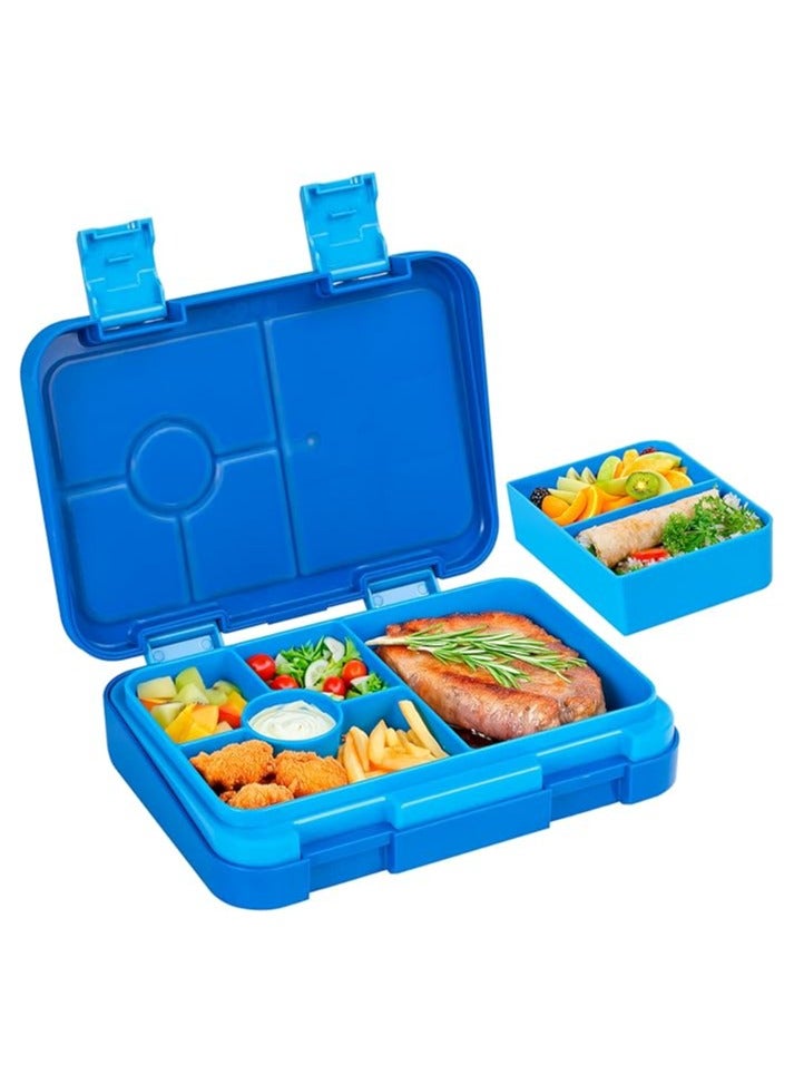 Arabest Bento Lunch Box with 6 Compartments, Leak Proof Lunchbox Snack Boxes for Kids, BPA-Free Reusable On-the-Go Meal and Snack Packing Containers, Blue - Image 1