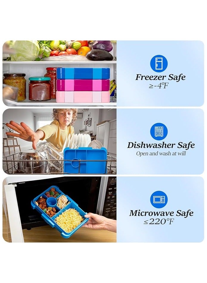 Arabest Bento Lunch Box with 6 Compartments, Leak Proof Lunchbox Snack Boxes for Kids, BPA-Free Reusable On-the-Go Meal and Snack Packing Containers, Blue - Image 4