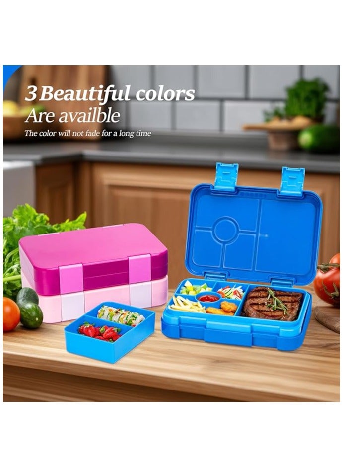 Arabest Bento Lunch Box with 6 Compartments, Leak Proof Lunchbox Snack Boxes for Kids, BPA-Free Reusable On-the-Go Meal and Snack Packing Containers, Blue - Image 2