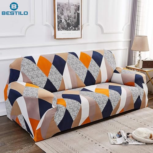 B BESTILO Universal Sofa Cover Big Elasticity Cover for Couch Flexible Stretch Sofa Cover|220 GSM (5 Seater, Multicolor) - Image 3