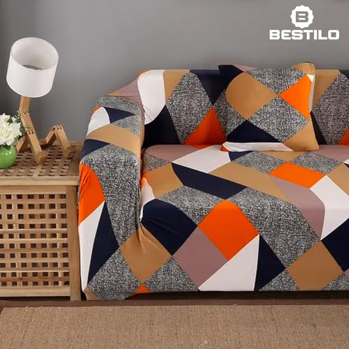 B BESTILO Universal Sofa Cover Big Elasticity Cover for Couch Flexible Stretch Sofa Cover|220 GSM (5 Seater, Multicolor) - Image 2