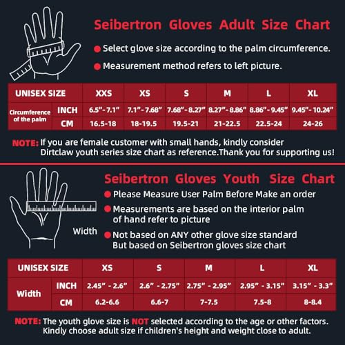Seibertron Youth Dirtclaw Gloves - Gel Padded Anti-Slip Palm Fingerless Gloves for Off-Road/Dirt Bike Riding Black M - Image 2