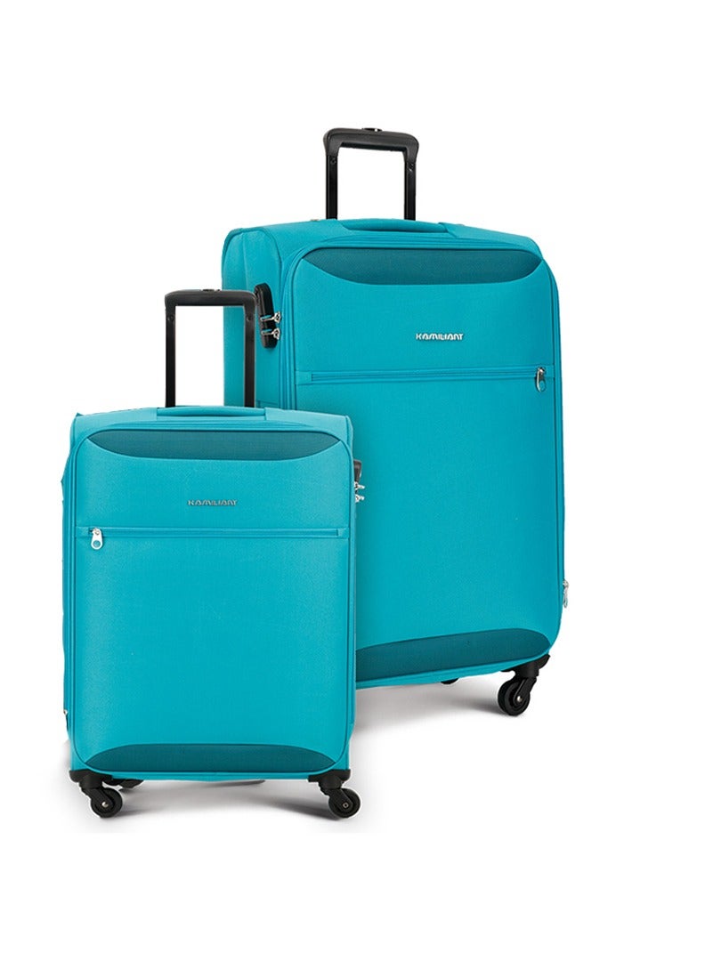 ZAKA Luggage, 2pc Set, Soft  Spinner, Medium + Carry-on, Combination Locks, Aqua Marin
