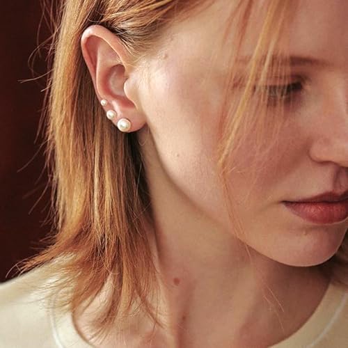 Senteria 925 Sterling Silver Pearl Earrings Studs Set Hypoallergenic Small Stud Earrings Lightweight Shiny Earrings Studs for Women 6 Pairs 3-10MM - Image 4