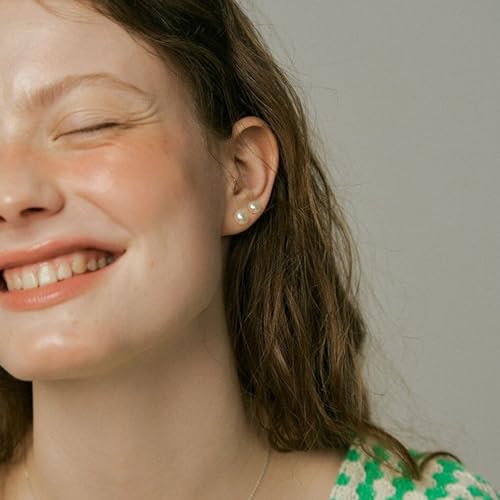 Senteria 925 Sterling Silver Pearl Earrings Studs Set Hypoallergenic Small Stud Earrings Lightweight Shiny Earrings Studs for Women 6 Pairs 3-10MM - Image 3