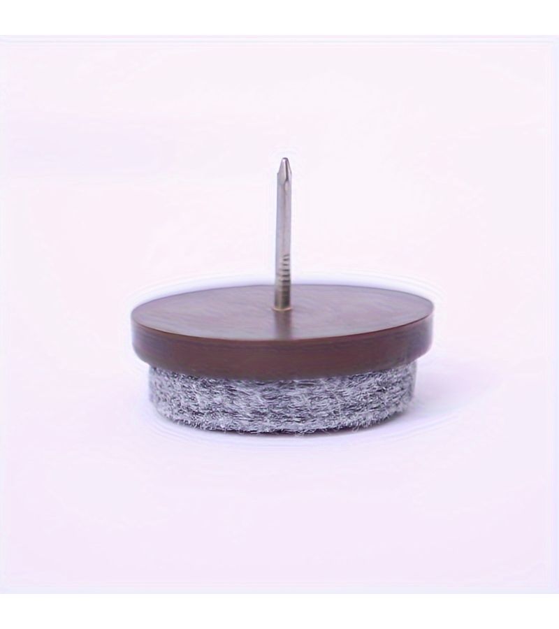 Brown Felt Chair Leg Floor Protectors 24mm 28 PCS Straight Leg Furniture Table Pads With Nails - Image 4