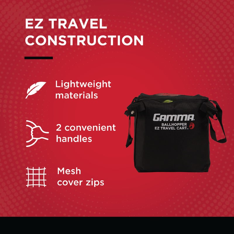 GAMMA Sports EZ Travel Cart Pro, Ball Hopper with Premium Carry Case, Holds 120 Pickleball Balls or 150 Tennis Balls, Compact Cart Bag, Tennis, Pickleball, Racquet Sports Equipment, BEZTB00 - Image 4