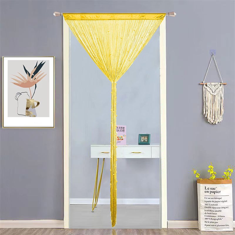 HSYLYM Beaded Doorway Curtain Door Beads Dense String Curtains Fringe Hippie Perfect for Wall Hanging Decor Room Divider Privacy Doors Window Closet Doorways Decorations (100x280cm Yellow) - Image 3