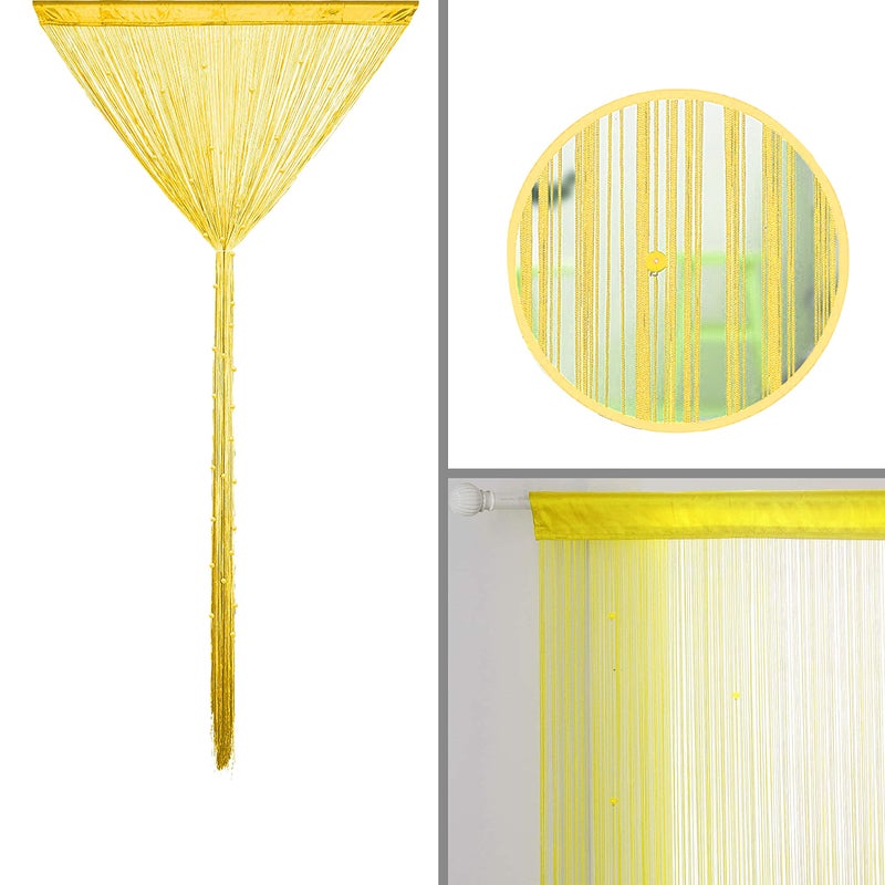 HSYLYM Beaded Doorway Curtain Door Beads Dense String Curtains Fringe Hippie Perfect for Wall Hanging Decor Room Divider Privacy Doors Window Closet Doorways Decorations (100x280cm Yellow) - Image 4