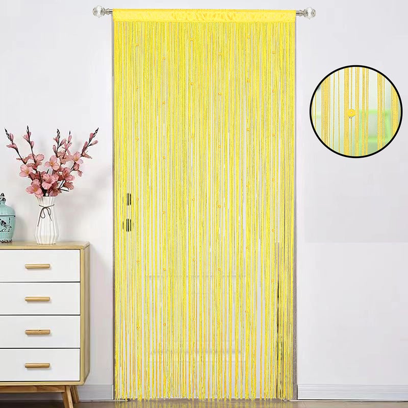 HSYLYM Beaded Doorway Curtain Door Beads Dense String Curtains Fringe Hippie Perfect for Wall Hanging Decor Room Divider Privacy Doors Window Closet Doorways Decorations (100x280cm Yellow) - Image 2