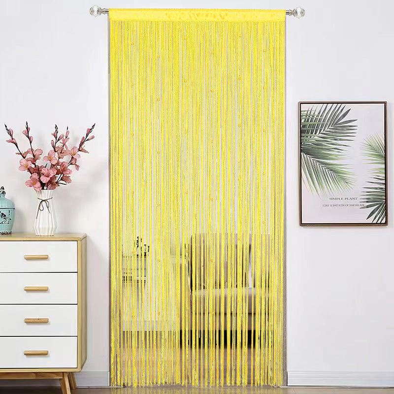 HSYLYM Beaded Doorway Curtain Door Beads Dense String Curtains Fringe Hippie Perfect for Wall Hanging Decor Room Divider Privacy Doors Window Closet Doorways Decorations (100x280cm Yellow) - Image 1