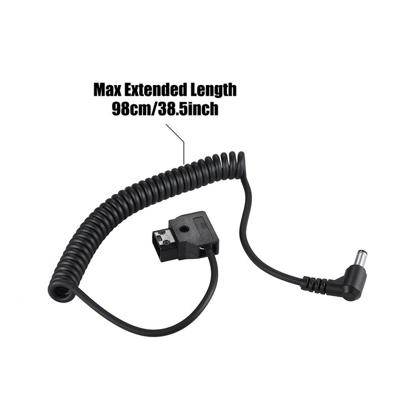 Coiled 98cm/38.5inch D-Tap 2Pin Male to DC 5.5* 2.1mm Adapter Cable Extension Elastic Line Accessory Replacement for V-Mount Battery DSLR Cage Rig Power Supply - Image 2