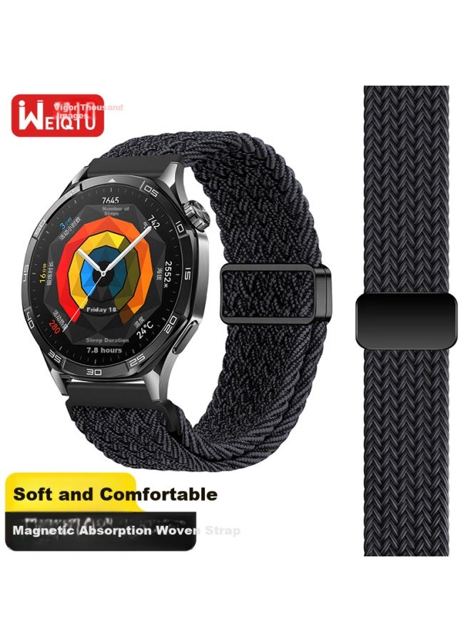 Wei Qiantu Wqtc Nylon Magnetic Buckle Watch Strap For Huawei Watch Gt5 Pro/watch 4 Pro/gt5/gt4/watch 3 Pro, Black Graphite, 46/48mm - Image 1
