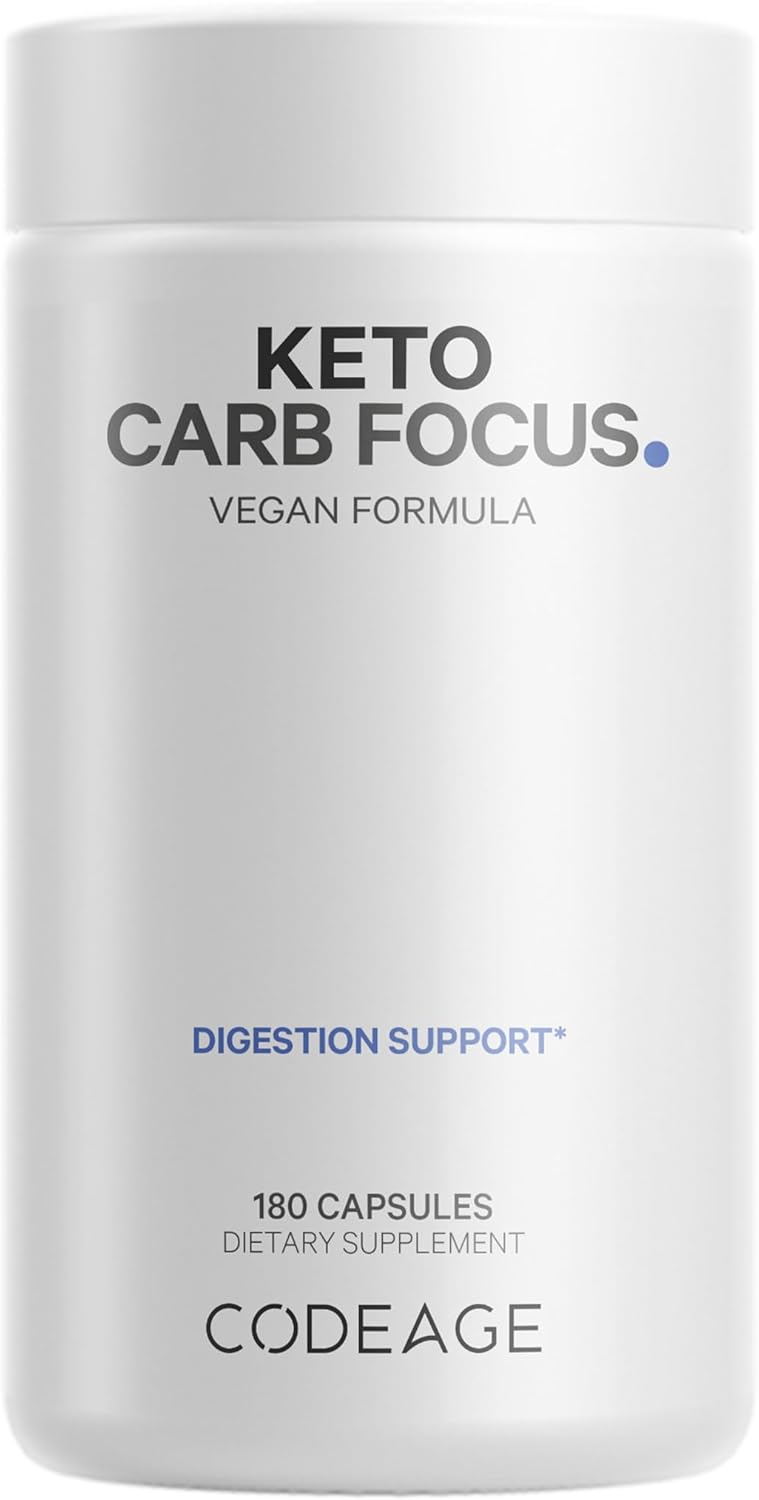 Codeage Keto Carb White Kidney Bean Green Tea  Cinnamon Bark Supplement Triple Action Keto Cheat Vegan Pills Ketogenic Low Carb Diet Sugar 3 Months Supply NonGMO GlutenFree 180 Capsules - Image 1