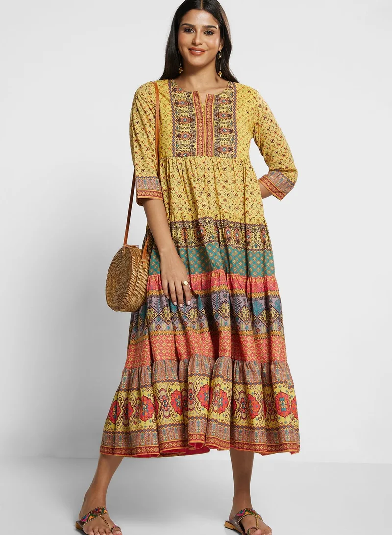 Biba Printed Tiered Dress