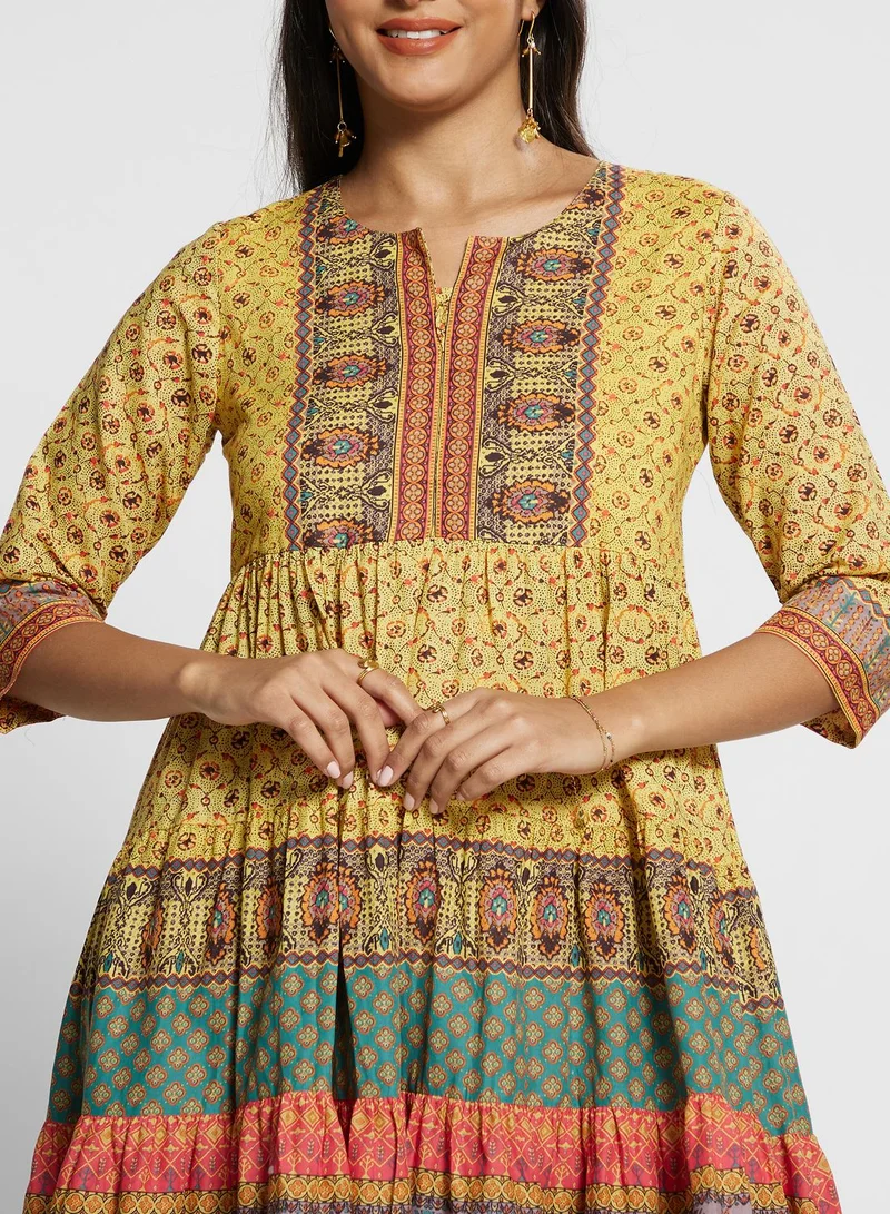 Biba Printed Tiered Dress