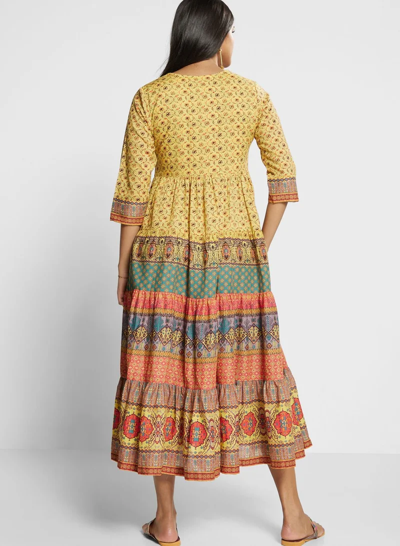 Biba Printed Tiered Dress