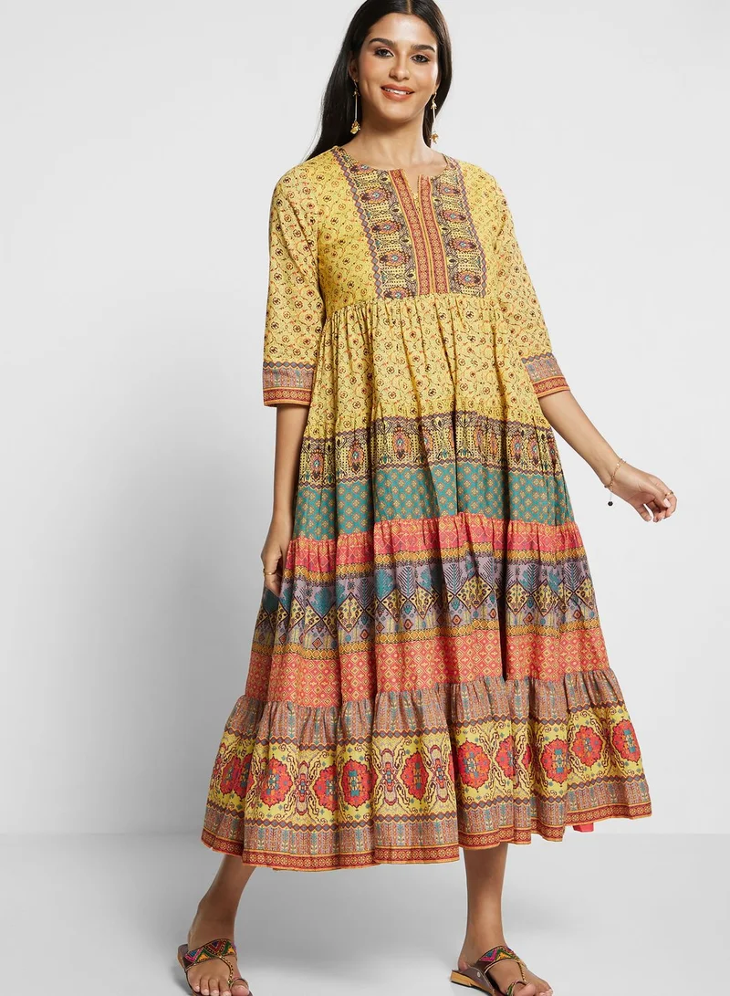 Biba Printed Tiered Dress