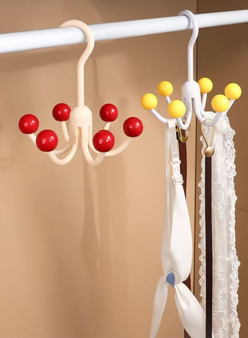 6 Claw 360° Rotatable Closet Hook 12x8.5cm - Multi-Functional Wardrobe Organizer for Lingerie, Ties, Hats, Belts, and Accessories - Space-Saving Storage Solution - 3 Colours (Yellow, Red, and Black) - Image 4