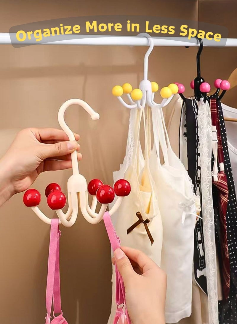 6 Claw 360° Rotatable Closet Hook 12x8.5cm - Multi-Functional Wardrobe Organizer for Lingerie, Ties, Hats, Belts, and Accessories - Space-Saving Storage Solution - 3 Colours (Yellow, Red, and Black) - Image 2
