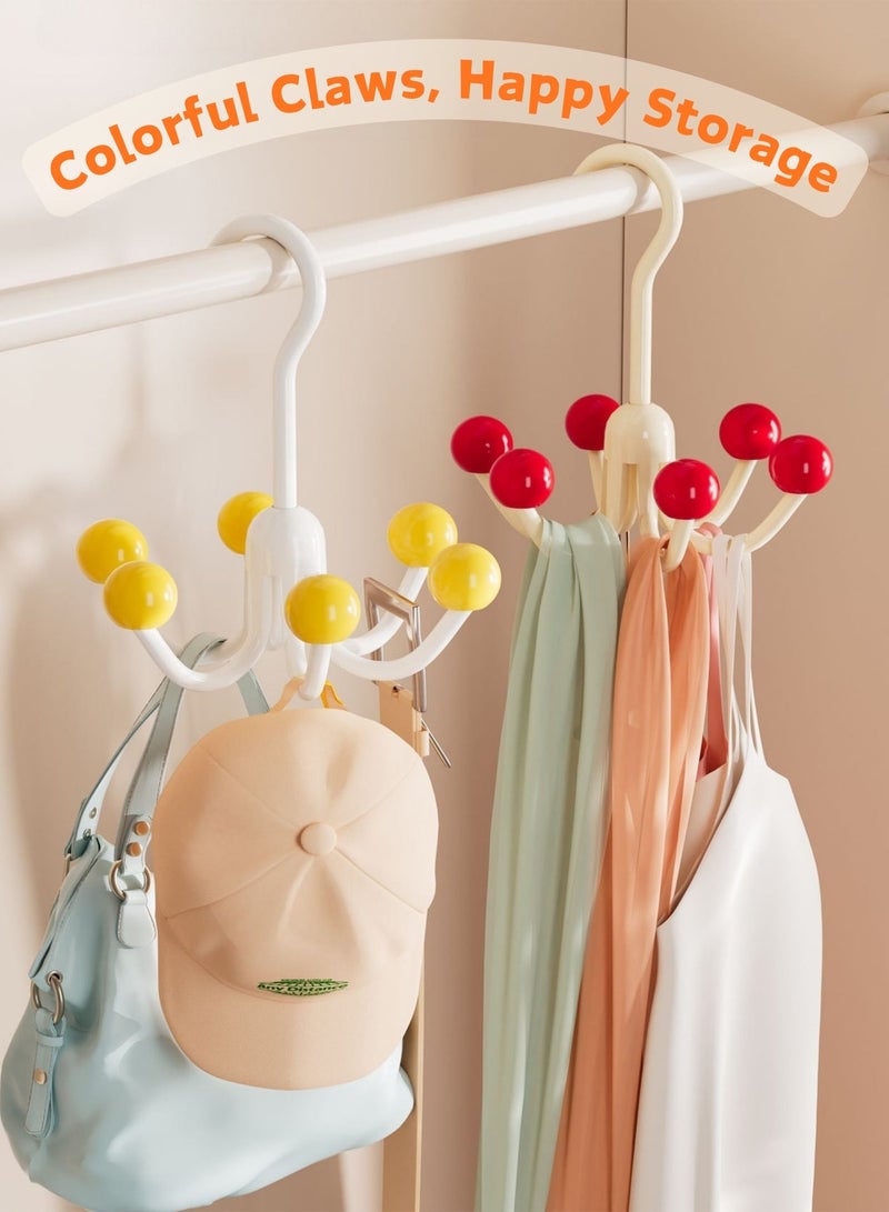 6 Claw 360° Rotatable Closet Hook 12x8.5cm - Multi-Functional Wardrobe Organizer for Lingerie, Ties, Hats, Belts, and Accessories - Space-Saving Storage Solution - 3 Colours (Yellow, Red, and Black) - Image 1
