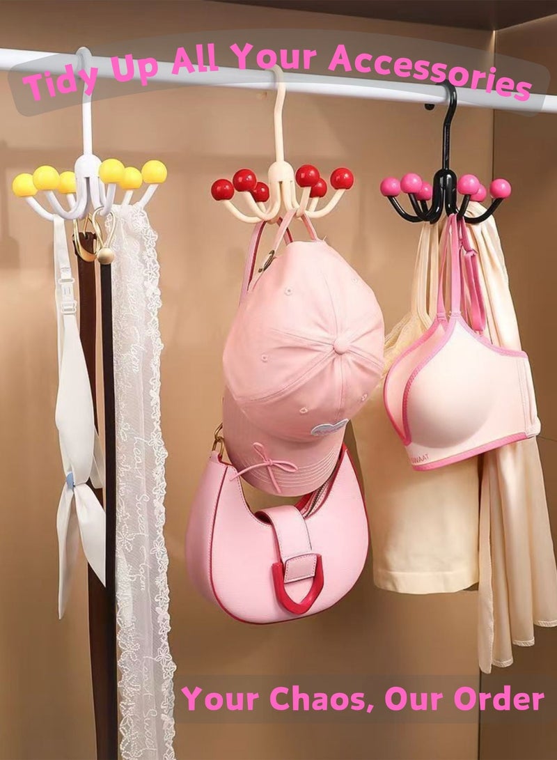 6 Claw 360° Rotatable Closet Hook 12x8.5cm - Multi-Functional Wardrobe Organizer for Lingerie, Ties, Hats, Belts, and Accessories - Space-Saving Storage Solution - 3 Colours (Yellow, Red, and Black) - Image 3