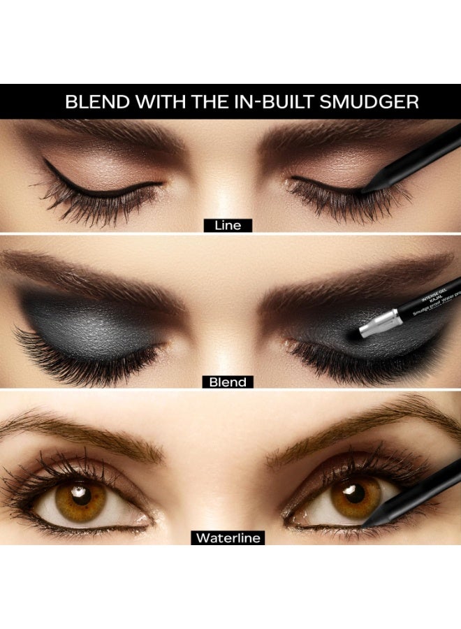 Facescanada FACES CANADA Ultime Pro Intense Gel Kajal With Smudger & Sharpener - Black, 1.2 g | 24 Hr Long Stay | Waterproof & Smudgeproof | One Swipe Smooth Application | 3-in-1 Kajal, Eyeliner, Smokey Eyeshadow - Image 4