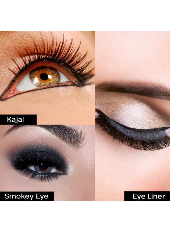 Facescanada FACES CANADA Ultime Pro Intense Gel Kajal With Smudger & Sharpener - Black, 1.2 g | 24 Hr Long Stay | Waterproof & Smudgeproof | One Swipe Smooth Application | 3-in-1 Kajal, Eyeliner, Smokey Eyeshadow - Image 5