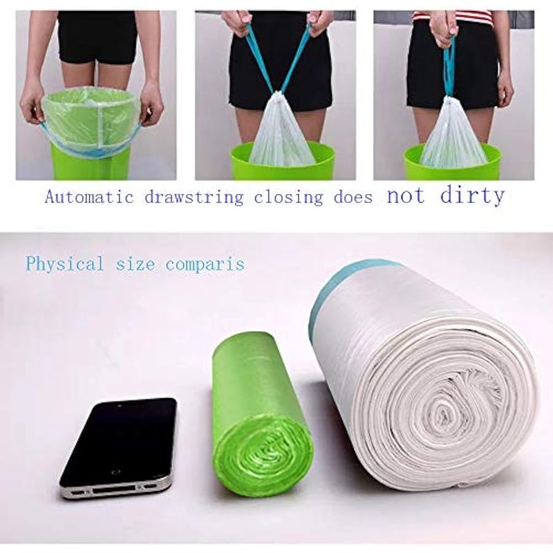 وانيجيا شين هوي 7-10 جالون طويلة الرباط أكياس القمامة، أكياس قمامة قوية للمطبخ الحمام غرفة النوم السيارة، حاوية قمامة المكتب أكياس غير معطرة، أبيض، 60 قطعة (7-10 غالون) ... - Image 4