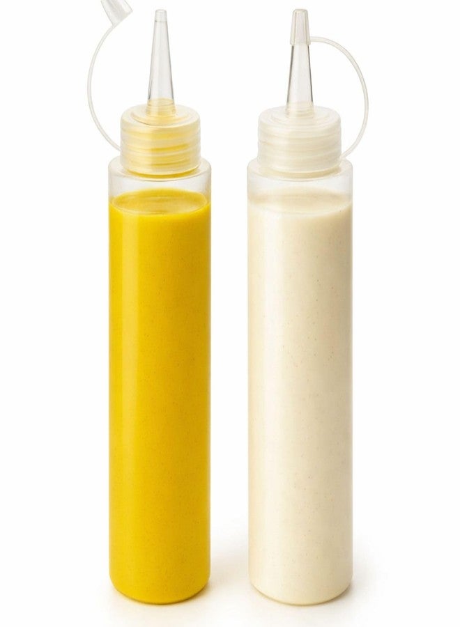 DAOME Plastic Squeeze Bottle Ketchup Mustard Honey Oil Sauce Dispenser Bottle, White, 400Ml (2 Pcs, white) - Image 1