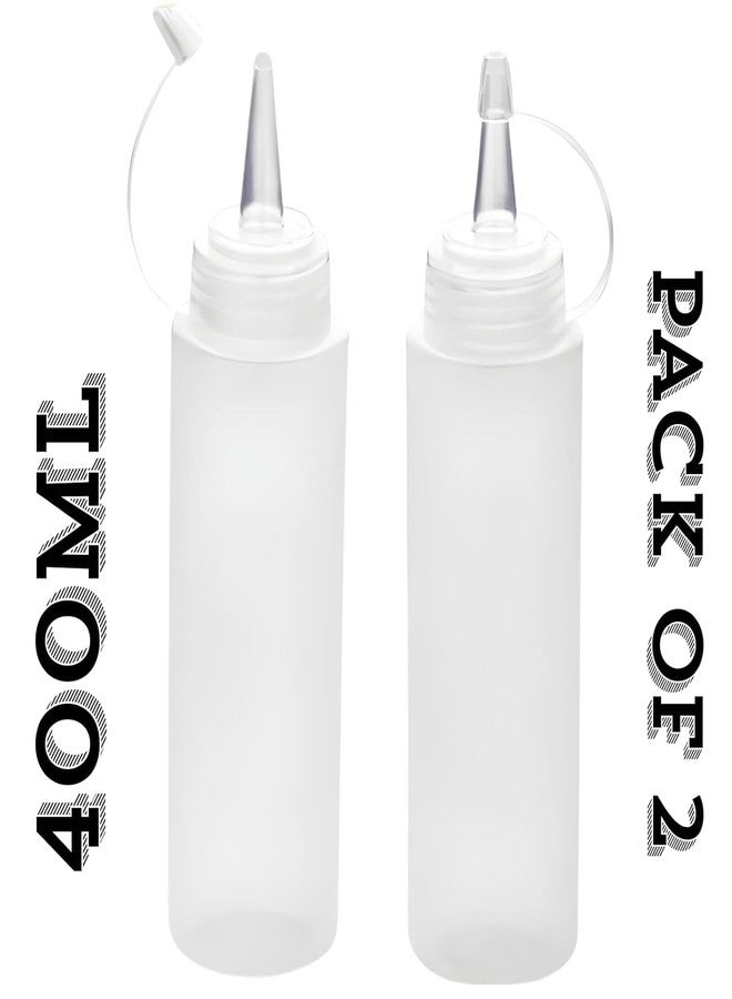 DAOME Plastic Squeeze Bottle Ketchup Mustard Honey Oil Sauce Dispenser Bottle, White, 400Ml (2 Pcs, white) - Image 2