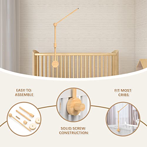 FEISIKE Baby Crib Mobile Arm, Mobile Arm for Crib Baby Mobile Hanger for Crib Nursery Decor Girls Boys Baby Crib Mobile Holder Arm Hanging Wooden Decoration Attachment Newborn 34 inch - Image 5