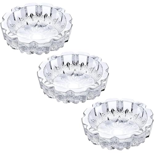Magrido Glass Crystal Bowl for Vastu & Feng Shui | Good Luck Home Décor Gift for Prosperity | Elegant Transparent Plate for Office & Living Room | Pack of 3 - Image 1