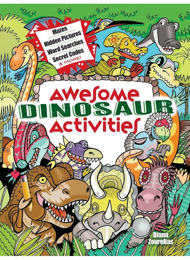 null - Awesome Dinosaur Activities: Mazes, Hidden Pictures, Word Searches, Secret Codes, Spot the Differences, and More! - Image 1