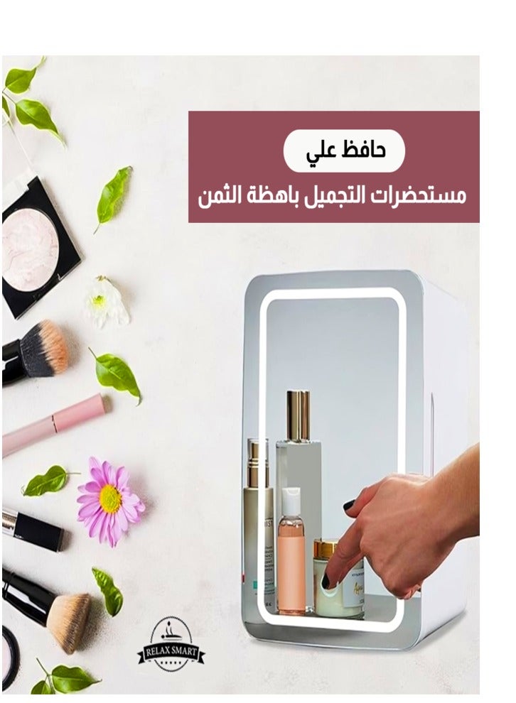 Relax Smart Mini Makeup Beauty Fridge with Mirror – 8L Portable Skincare & Cosmetic Cooler for Car and Home, Low-Noise Personal Fridge, Elegant Pink Design - Image 4