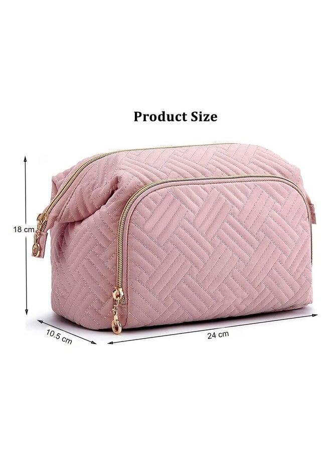 INOVERA (LABEL) INOVERA (LABEL) Makeup Pouch For Women, Girls - Travel Cosmetic Organizer Kit - Travelling Toiletry Storage Bags (Rose Gold), 10.5 Cm, One Size, Pink  - Image 2