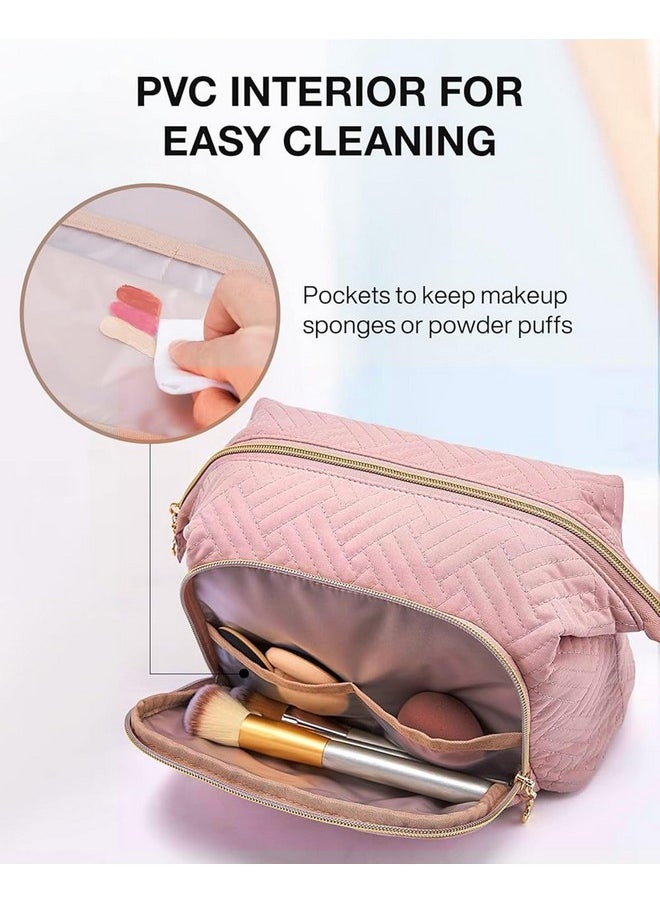 INOVERA (LABEL) INOVERA (LABEL) Makeup Pouch For Women, Girls - Travel Cosmetic Organizer Kit - Travelling Toiletry Storage Bags (Rose Gold), 10.5 Cm, One Size, Pink  - Image 5