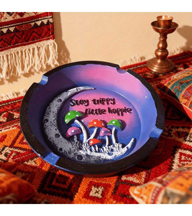 Blue Bohemian Style Resin Ashtray Retro Irregular Indoor Decor - Image 4