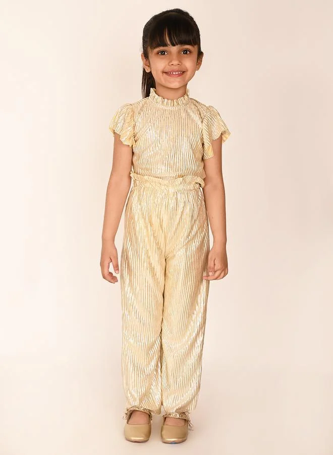 ليل بيكس طقم بالازو فضي لامع بدون أكمام