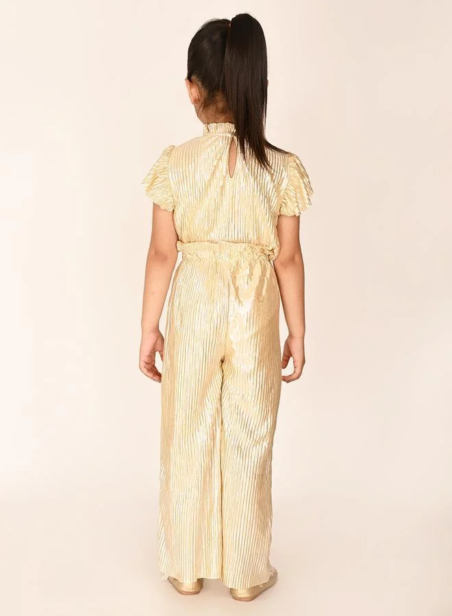 ليل بيكس طقم بالازو فضي لامع بدون أكمام