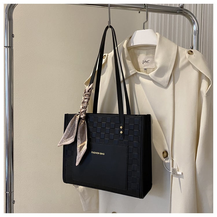 Large Capacity Chic Tote Shoulder Bag for Women Black 