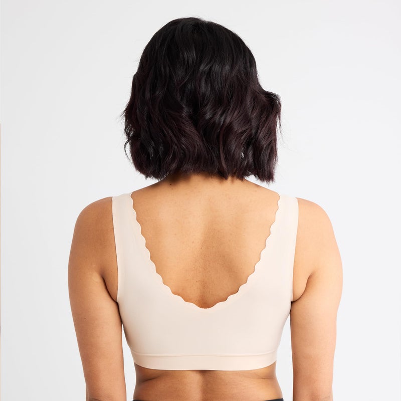 Floatley Cozy Scalloped Bra Comfort Wirefree Full Coverage Seamless Bra with Embedded Pad for Women Size M - Image 3