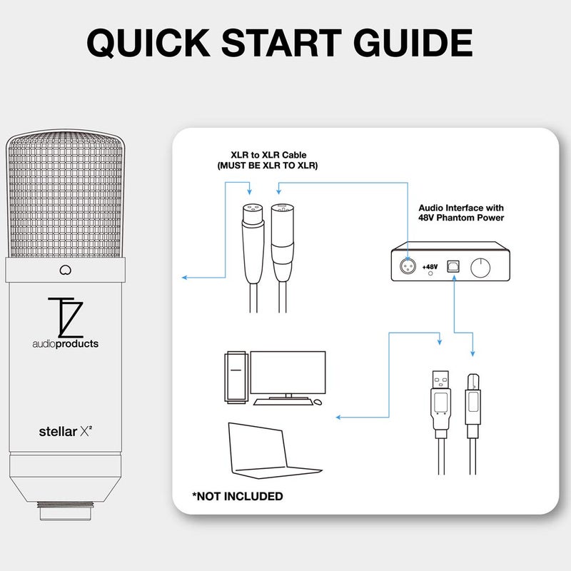 TZ Stellar X2 Large Diaphragm Cardioid Condenser XLR Microphone - Image 2