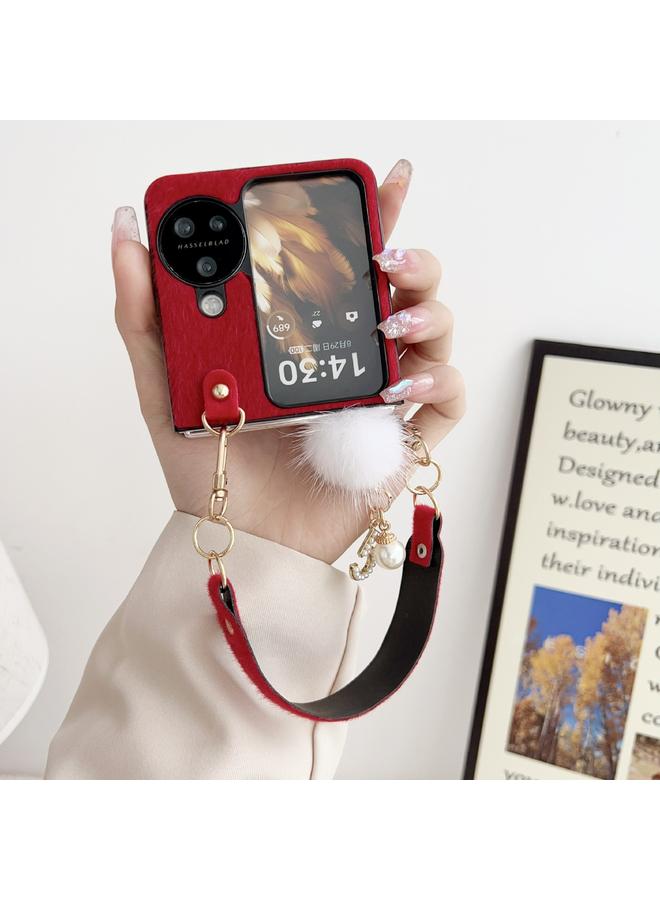 اس-توب جراب لهاتف OPPO Find N3، جراب قلاب من القطيفة مع حبل تعليق - Image 3