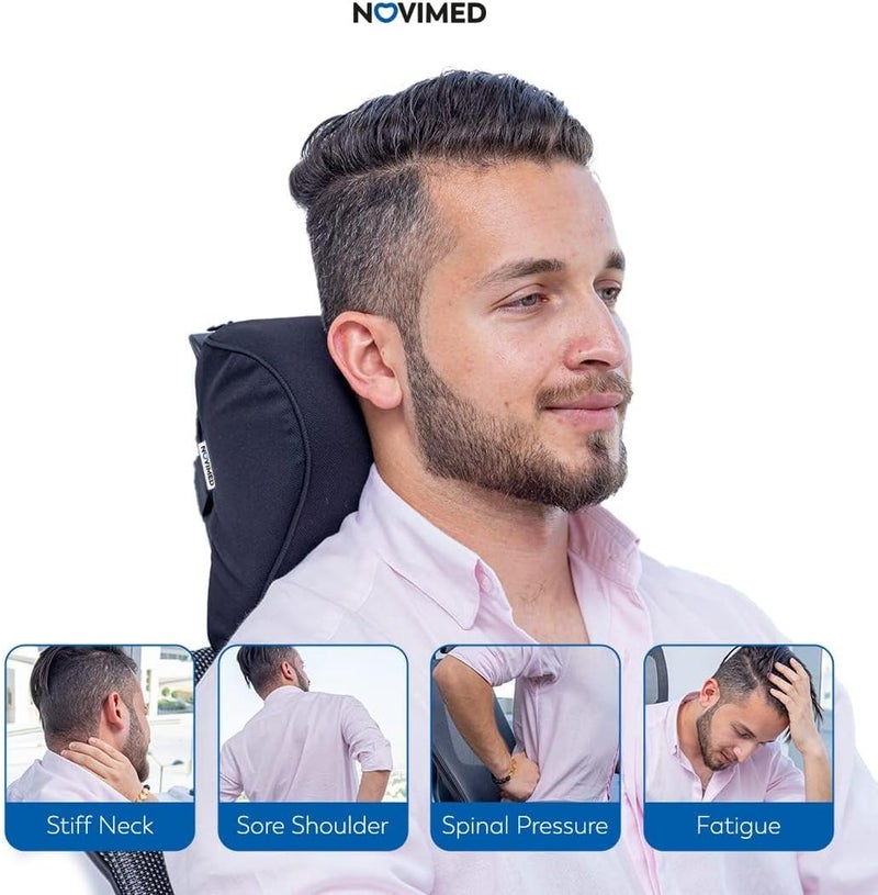 NOVIMED Car Neck Pillow - Headrest for Office and Gaming Chair - Soft Memory Foam Orthopedic Cushion - Chair Attachment for Neck Support - Ideal Head Neck Rest Pillow for Home Office and Driving - Image 2