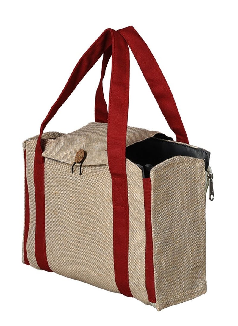 N & H N &H  Designer Jute Fabric Unisex Office Lunch Bag  - Image 4