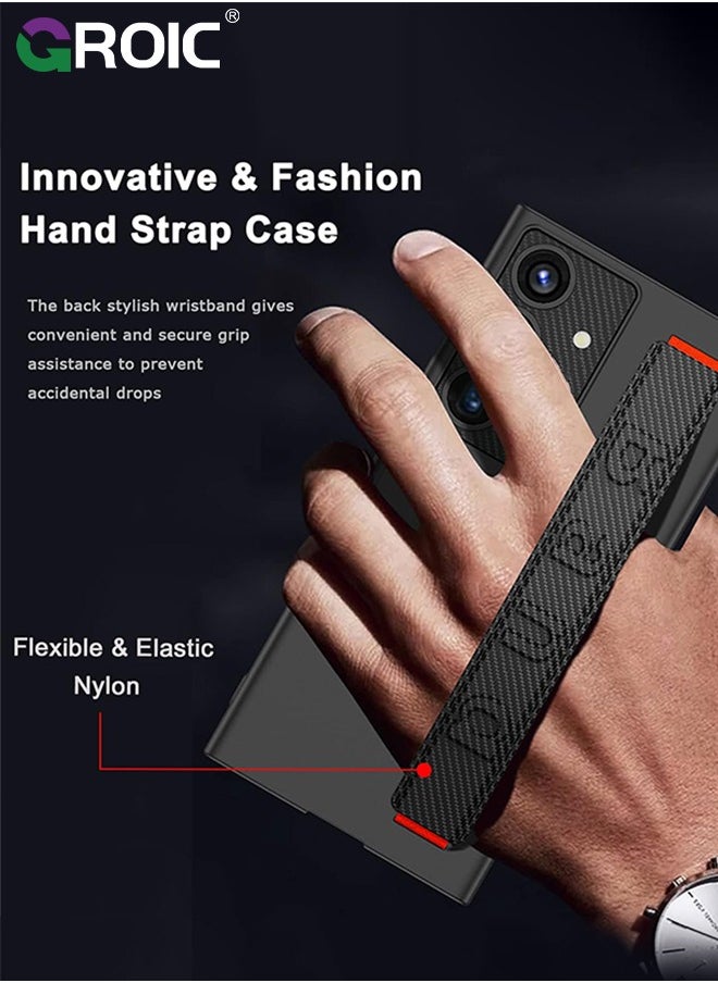 GROIC - Compatible for Samsung Galaxy S24 Plus 6.6" Case with PU Wrist Strap Holder, Stand Kickstand Case and Camera Lens Protective Cover Drop Protective Slim Hard Shockproof Case - Image 1